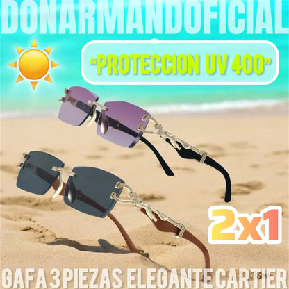 Gafas de sol Cartier elegantes con protección UV 400 en promoción 2x1, en la playa